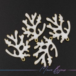 Ciondolo in Ottone Smaltato Corallo Bianco 20x15mm