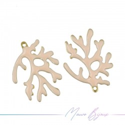 Ciondolo in Ottone Smaltato Corallo Bianco 20x15mm