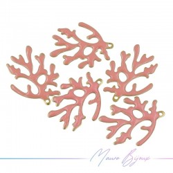 Ciondolo in Ottone Smaltato Corallo Bianco 20x15mm