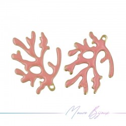 Ciondolo in Ottone Smaltato Corallo Bianco 20x15mm