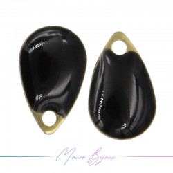 Drop Enamelled Brass Pendant White 5x8mm