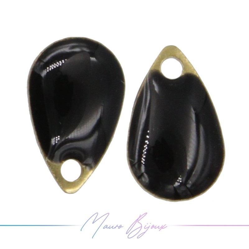 Drop Enamelled Brass Pendant White 5x8mm