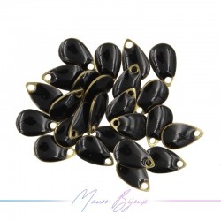 Drop Enamelled Brass Pendant White 5x8mm