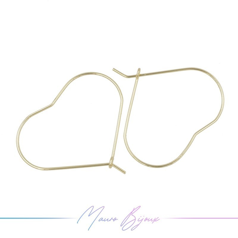 Hook Earrings Brass Heart Gold 35mm