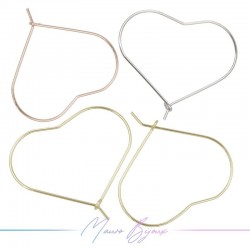 Hook Earrings Brass Heart Gold 35mm