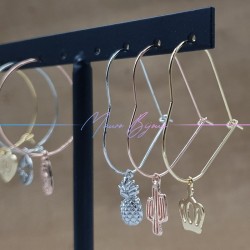 Hook Earrings Brass Heart Gold 35mm