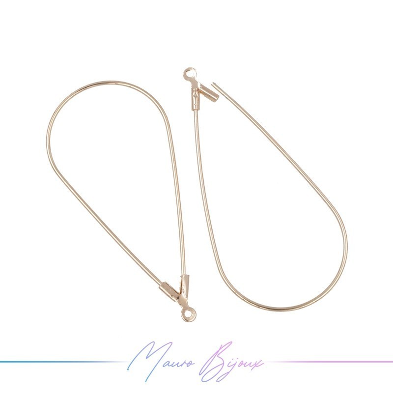 Hook Earrings Brass Drop Gold Rose 45.5x24.5mm
