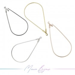 Hook Earrings Brass Drop Silver 45.5x24.5mm