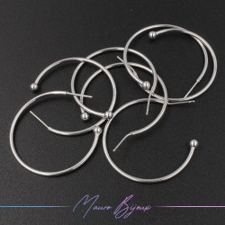 Hook Earrings Brass Half Circle Silver