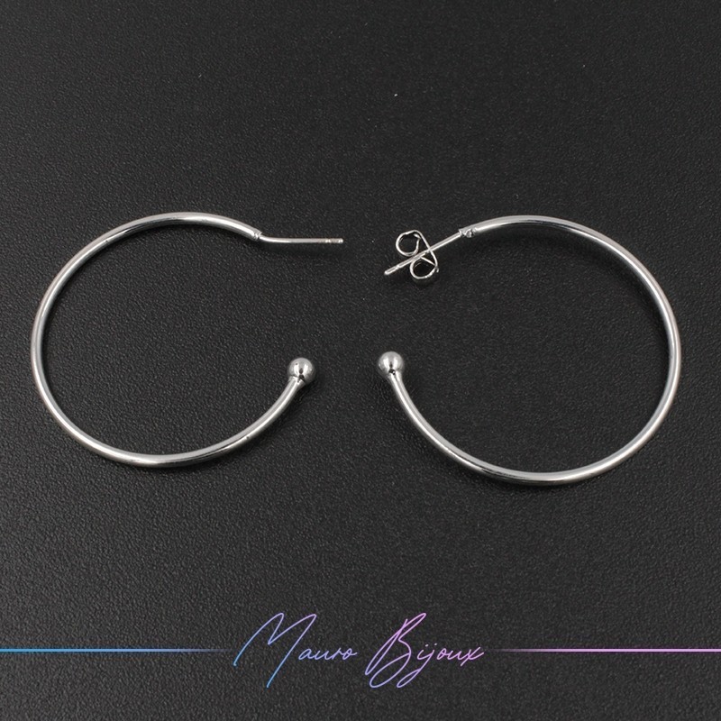 Hook Earrings Brass Half Circle Silver