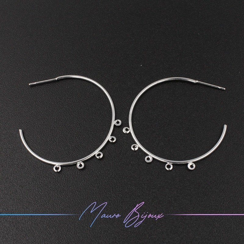 Hook Earrings Brass Circle with Rings Silver