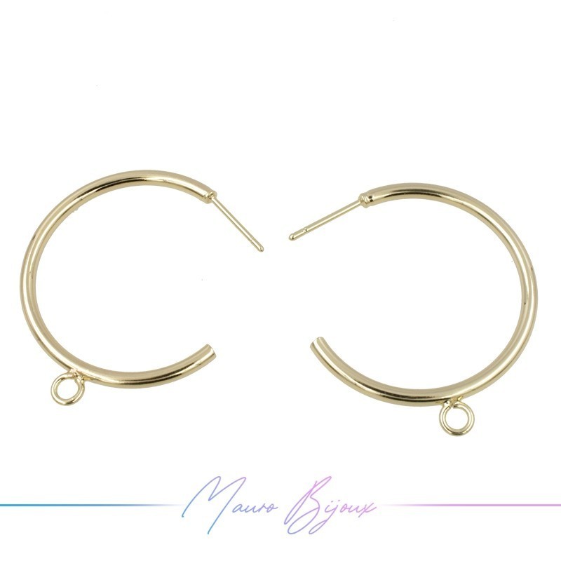 Hook Earrings Brass Circle with Ring Gold