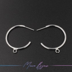 Hook Earrings Brass Circle with Ring Silver