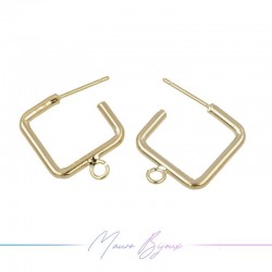 Hook Earrings Brass Square with Ring Gold