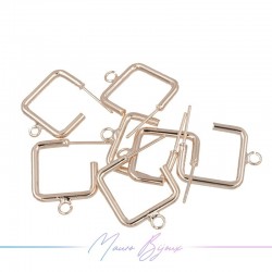 Hook Earrings Brass Square with Ring Gold Rose