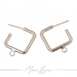 Hook Earrings Brass Square with Ring Gold Rose