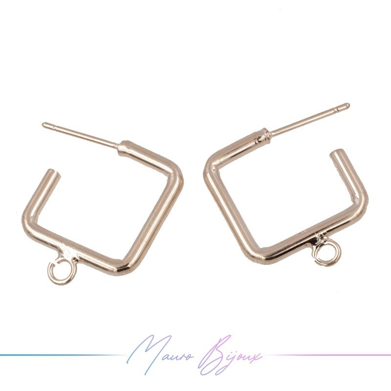 Monachelle in Ottone Quadrati con Anellino Oro Rosa