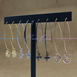 Hook Earrings Brass Drop Silver