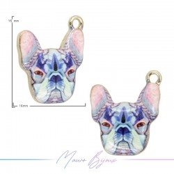 Dog Charms Enamelled Brass Pendant Blue16x18.5mm
