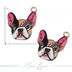 Ciondoli in Ottone Smaltati Cane Marrone 16x18.5mm