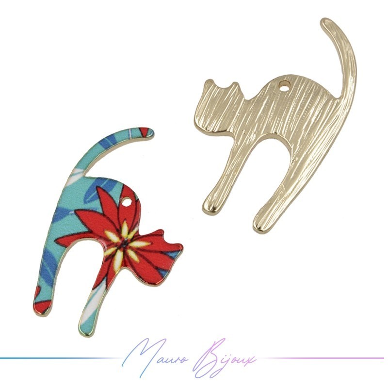 Cat A Charms Enamelled Brass Pendant Red 19x30.5mm