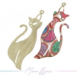 Cat B Charms Enamelled Brass Pendant Fuchsia 19x30.5mm