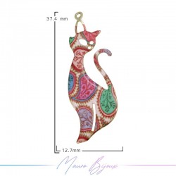 Cat B Charms Enamelled Brass Pendant Fuchsia 19x30.5mm