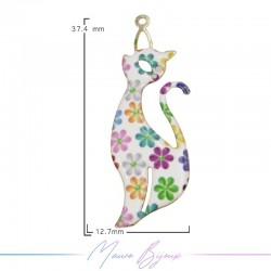 Cat B Charms Enamelled Brass Pendant Fiore 12.7x37.3mm