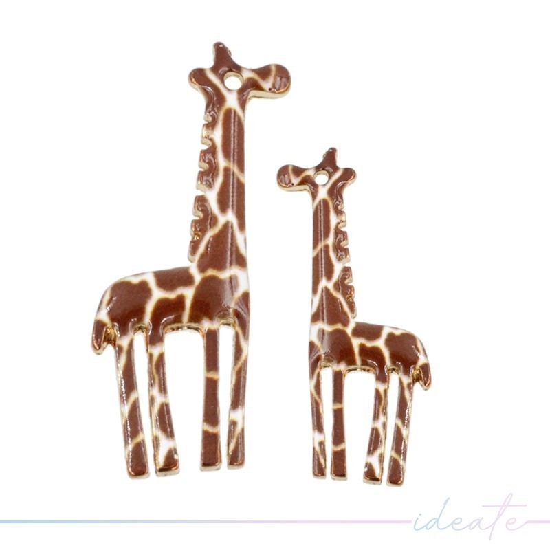 Ciondoli in Ottone Smaltati Giraffa Marrone 15x33.8mm