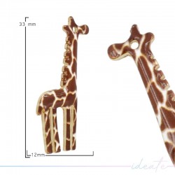 Giraffe Charms Enamelled Brass Pendant Brown 15x33.8mm