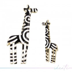 Giraffe Charms Enamelled Brass Pendant Black & White 15x33.8mm