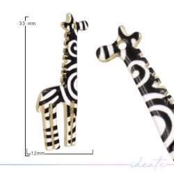 Ciondoli in Ottone Smaltati Giraffa Nero & Bianco 15x33.8mm