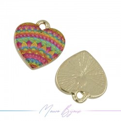 Ciondoli in Ottone Smaltati Cuore Multicolor 13x13.8mm