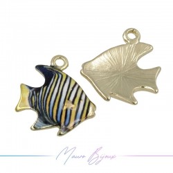 Fish A Charms Enamelled Brass Pendant Blue 21.2x21.7mm