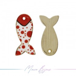 Ciondoli in Ottone Smaltati Pesce B Rosso 21.2x21.7mm