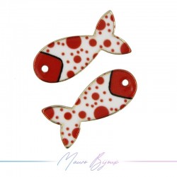 Fish B Charms Enamelled Brass Pendant Red 21.2x21.7mm