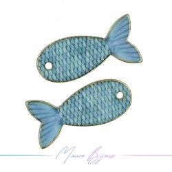 Ciondoli in Ottone Smaltati Pesce B Azzurro 21.2x21.7mm