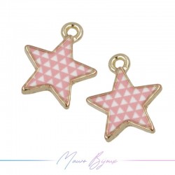 Ciondoli in Ottone Smaltati Stella Rosa 12.3x15.2mm