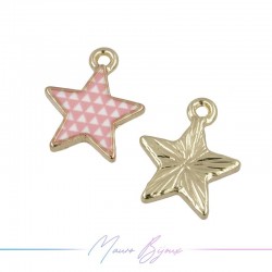 Ciondoli in Ottone Smaltati Stella Rosa 12.3x15.2mm
