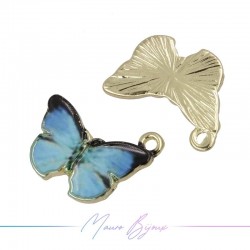 Japanese Doll Charms Enamelled Brass Pendant Light Blue 15x20mm