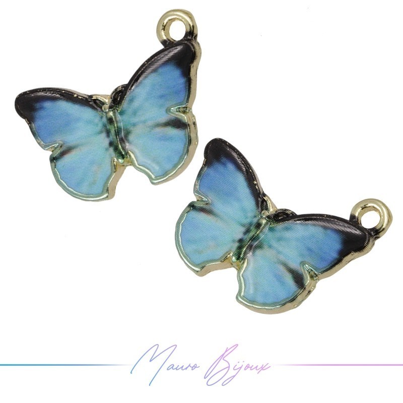 Japanese Doll Charms Enamelled Brass Pendant Light Blue 15x20mm