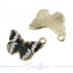Ciondoli in Ottone Smaltati Farfalla Nero 15x20mm