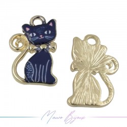 Gatto D Charms Enamelled Brass Pendant Blue 12.8x20.8mm