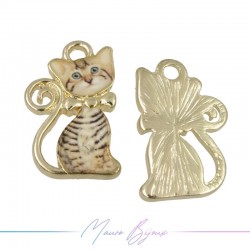 Gatto D Charms Enamelled Brass Pendant Yellow 12.8x20.8mm