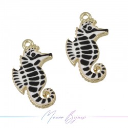 Seahorse Charms Enamelled Brass Pendant Black 23x13.3mm