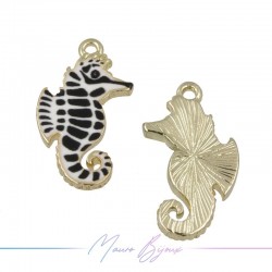 Seahorse Charms Enamelled Brass Pendant Black 23x13.3mm