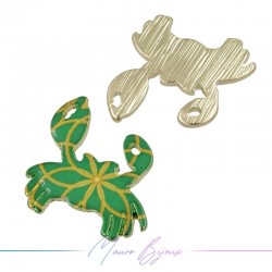 Ciondoli in Ottone Smaltati Granchio Verde 19.5x19.2mm