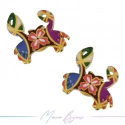 Crab Charms Enamelled Brass Pendant Multicolor 19.5x19.2mm