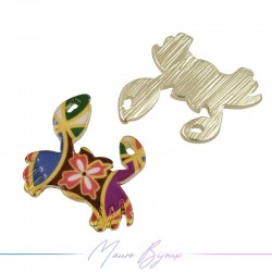 Crab Charms Enamelled Brass Pendant Multicolor 19.5x19.2mm