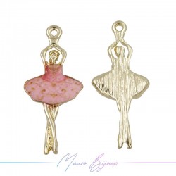 Dancer Charms Enamelled Brass Pendant Pink 13.2x29.6mm